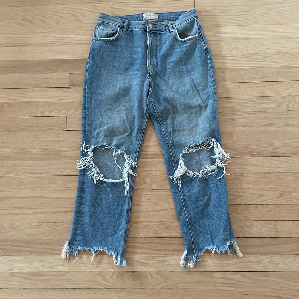 We The Free Destroyed Maggie Straight Light Wash Jeans 28 - Picture 2 of 15